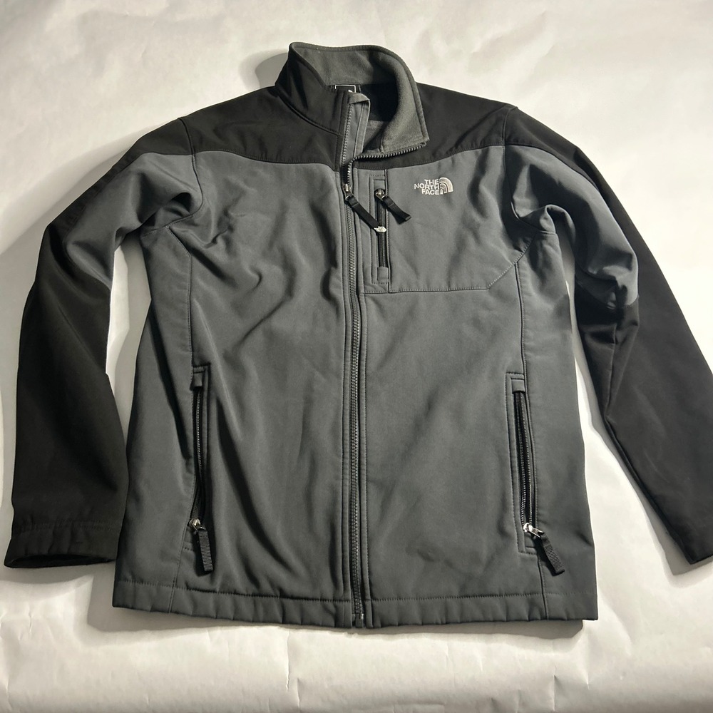 The North Face TNF‎ Apex Soft Shell Jacket Gray Black Full Zip Mens XL